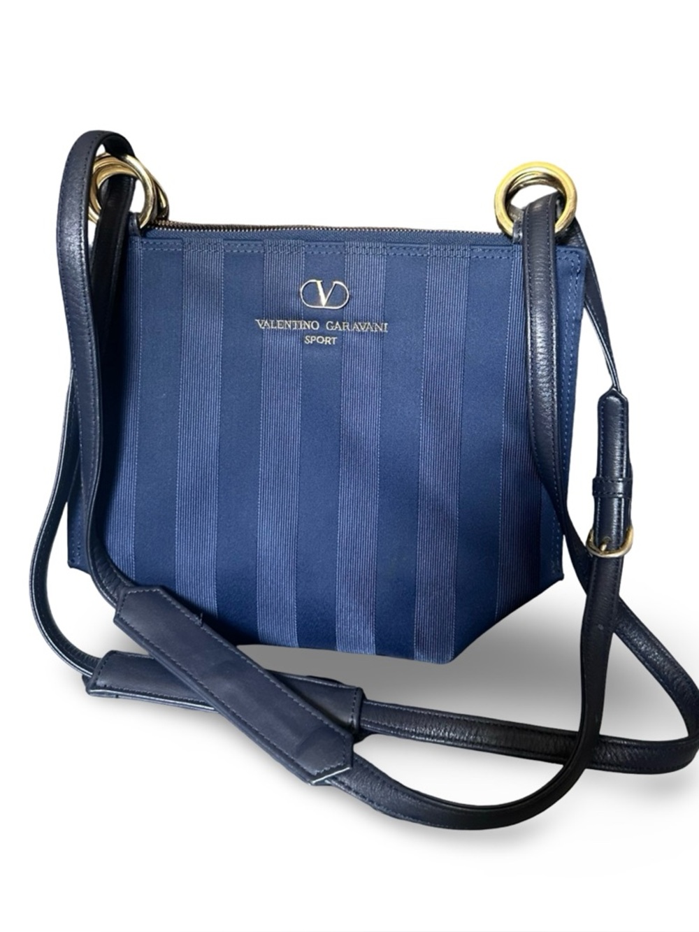 Valentino Garavani Sport navy striped handbag Excellemt Like New